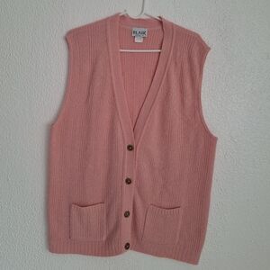 BLAIR WARREN VINTAGE Soft Pink V-Neck Sweater Made USA